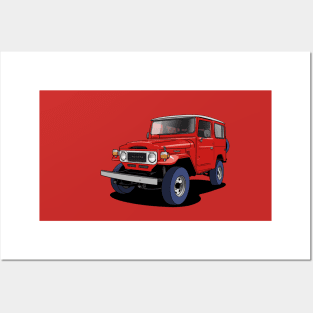 Toyota Land Cruiser (J40) truck in red Posters and Art